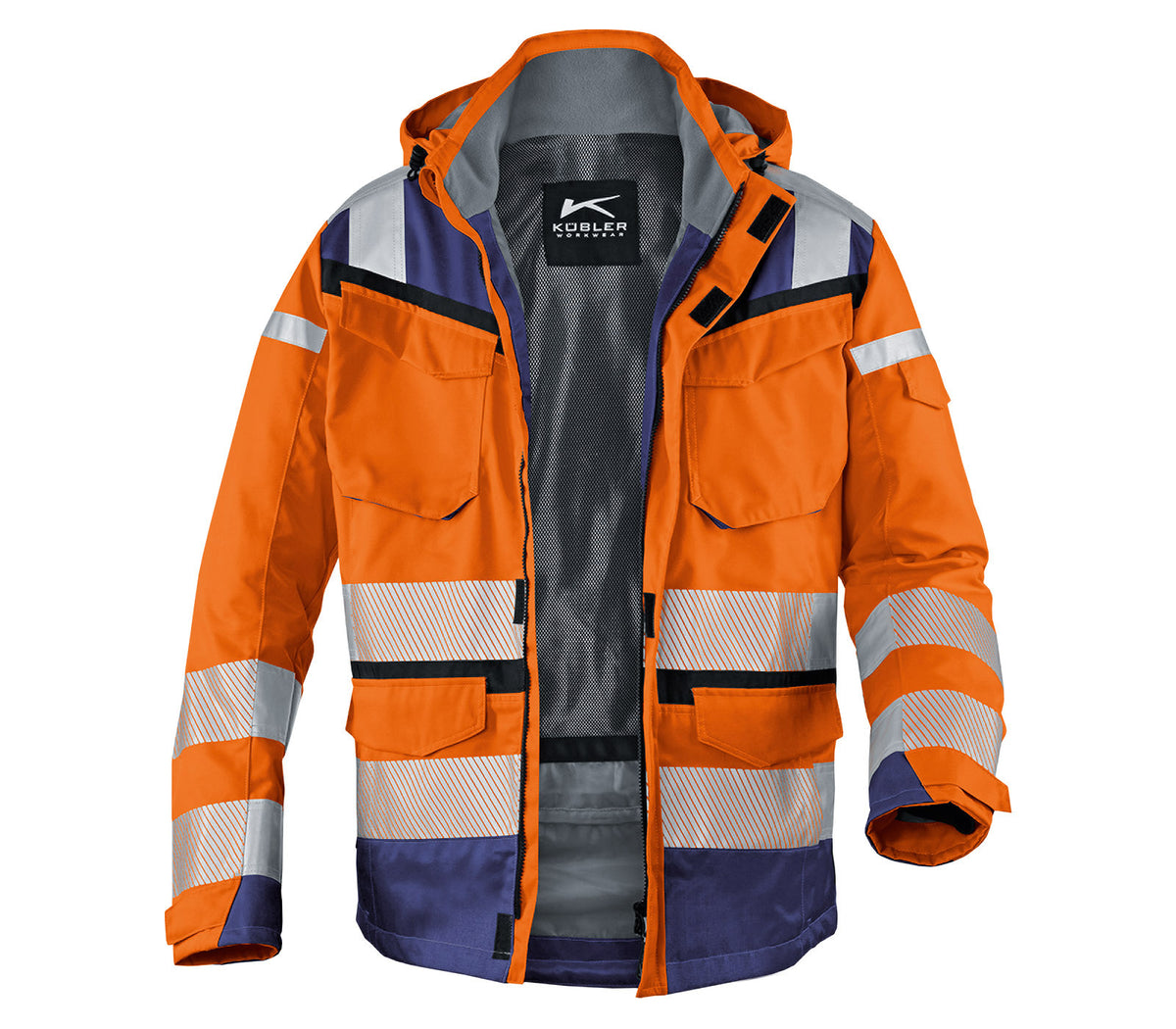 KÜBLER REFLECTIQ Wetterjacke SYMPATEX® PSA 2 1307 8332 warnorange/dunkelblau