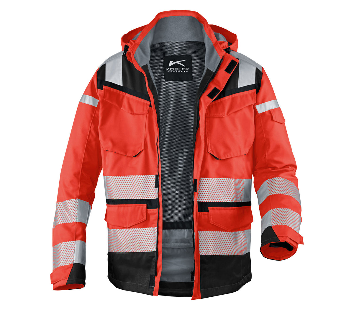 KÜBLER REFLECTIQ Wetterjacke SYMPATEX® PSA 2 1307 8332 warnrot/schwarz