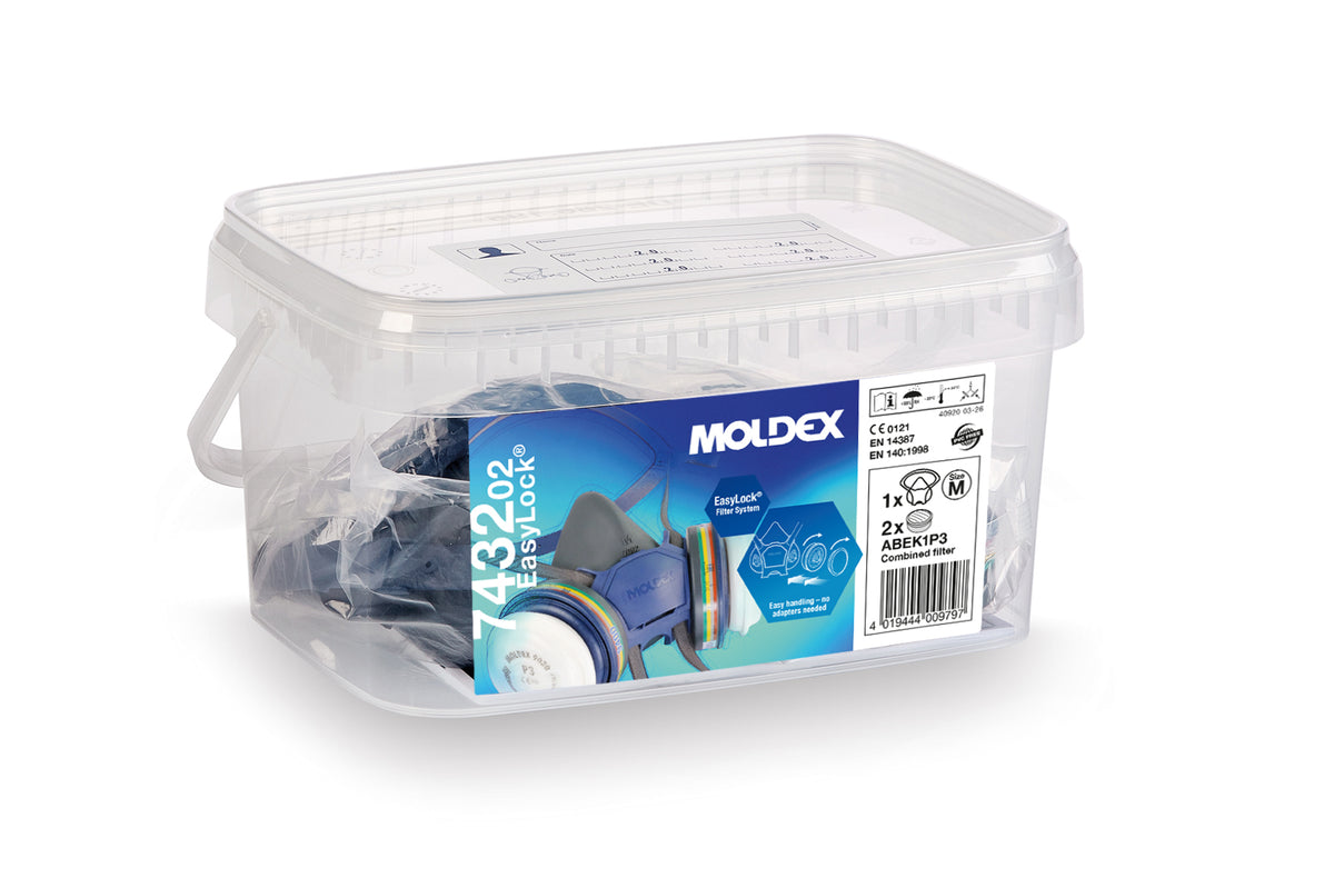 Moldex Atemschutzbox A1B1E1K1 P3 Größe M, Serie 7000, organische Gase, anorganische Gase, Saure Gase, Ammoniak und Partikel EasyLock®
