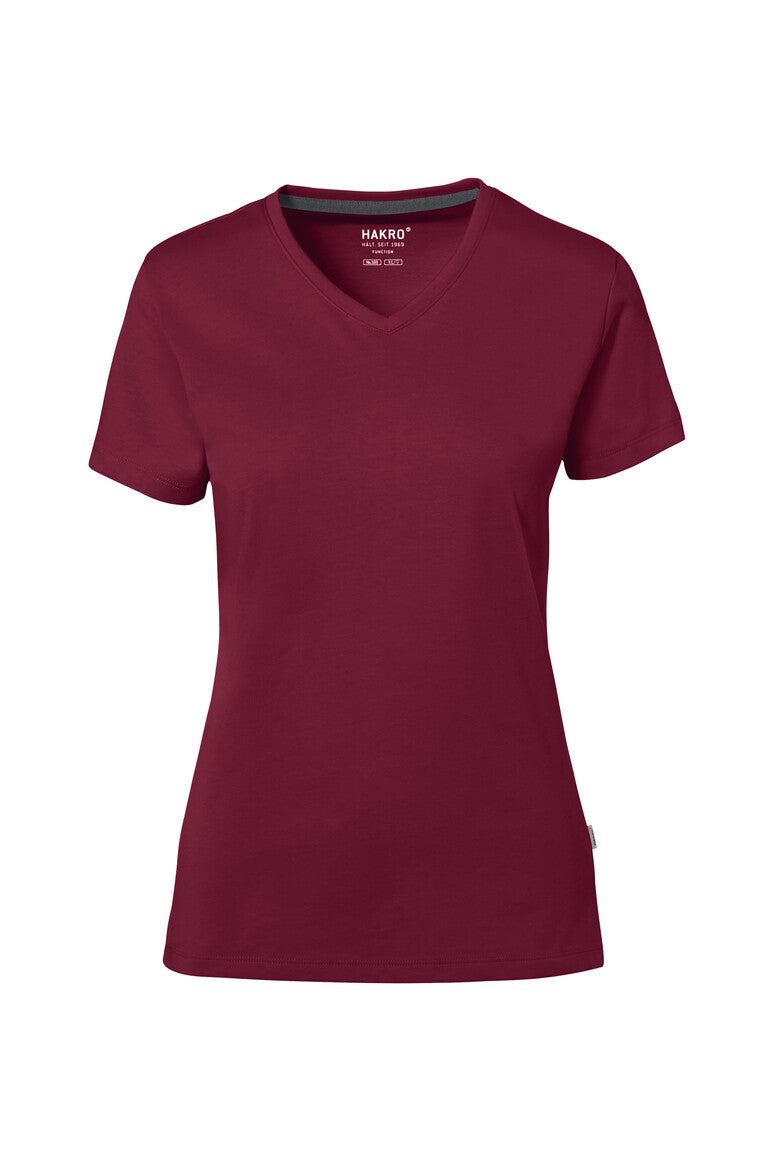 HAKRO COTTON TEC® Damen V-Shirt 169 weinrot