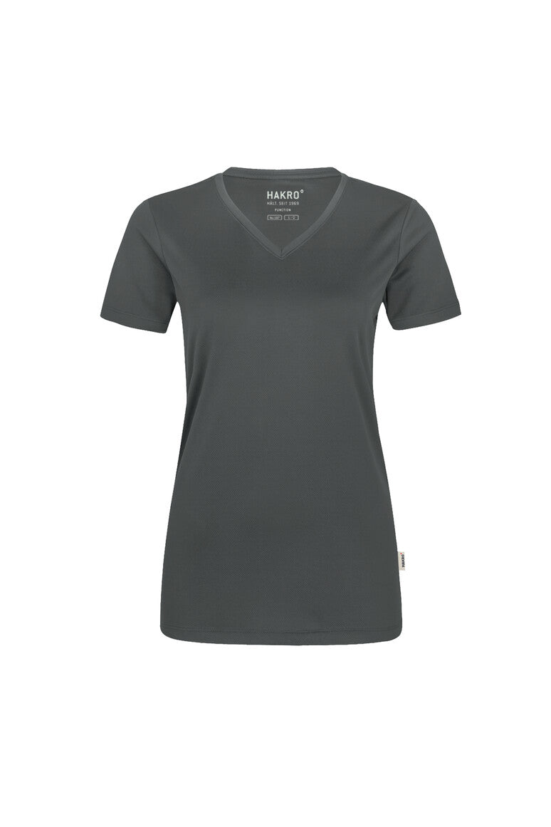 HAKRO Damen V-Shirt COOLMAX® ECO 187 anthrazit