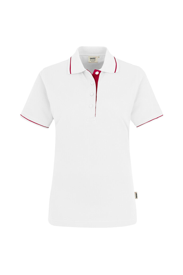 HAKRO Damen Poloshirt Casual 203 weiß/rot