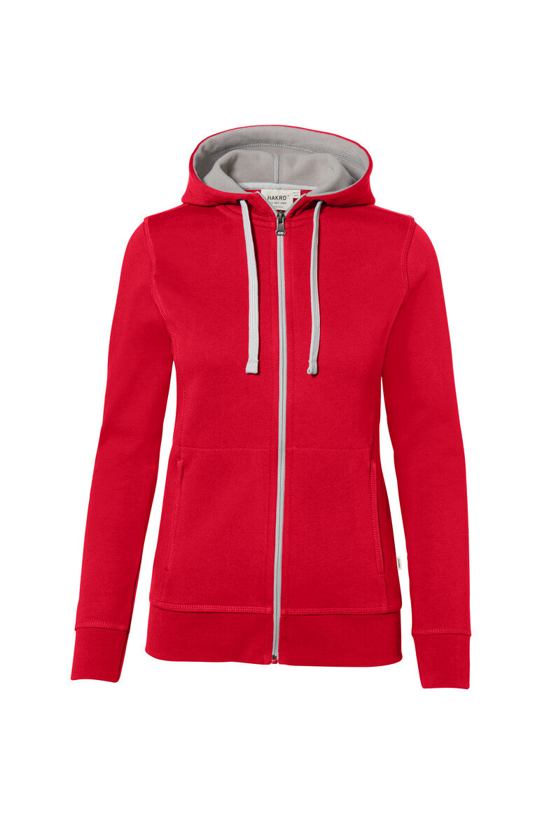 HAKRO Damen Kapuzenjacke Bonded ECO 255 rot/silber