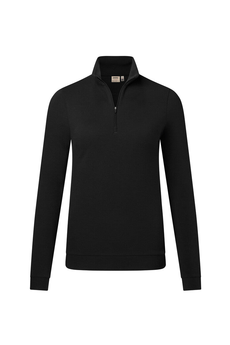 HAKRO Damen Zip-Longsleeve Piqué MIKRALINAR® ECO 335 schwarz