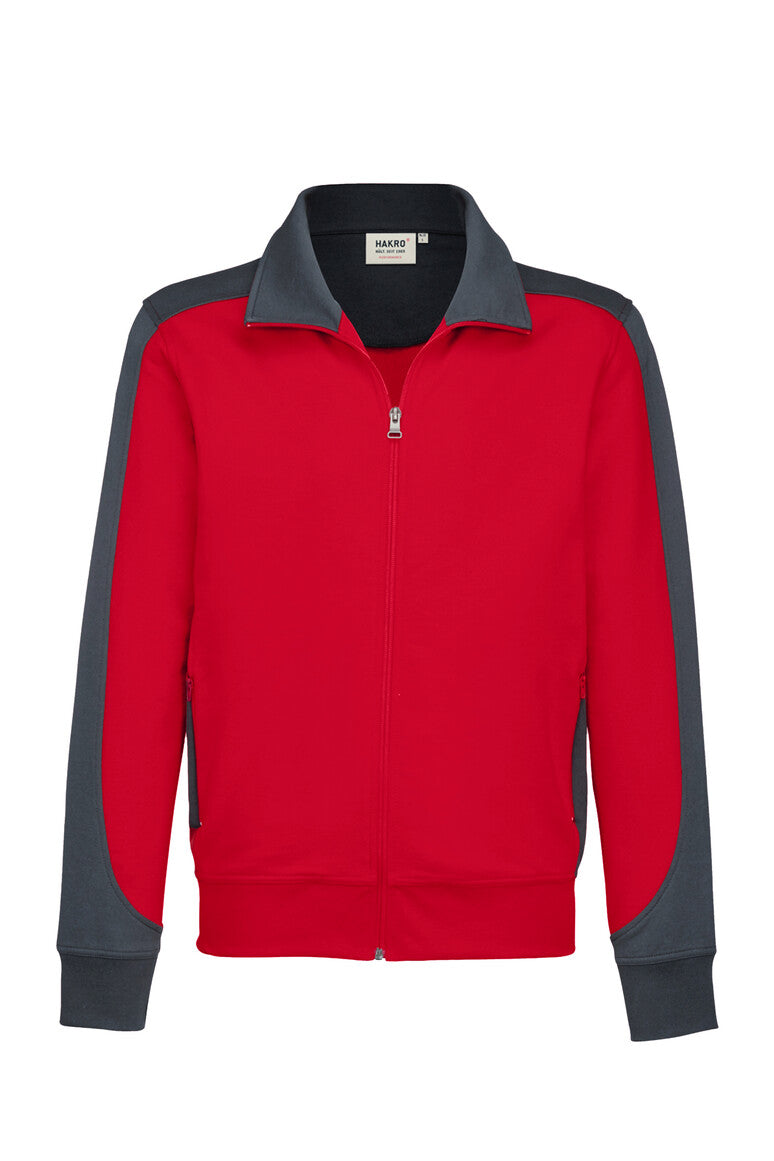 HAKRO Sweatjacke Contrast MIKRALINAR® 477 rot/anthrazit