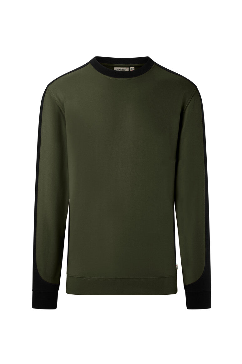 HAKRO Sweatshirt Contrast MIKRALINAR® ECO 549 olive/schwarz