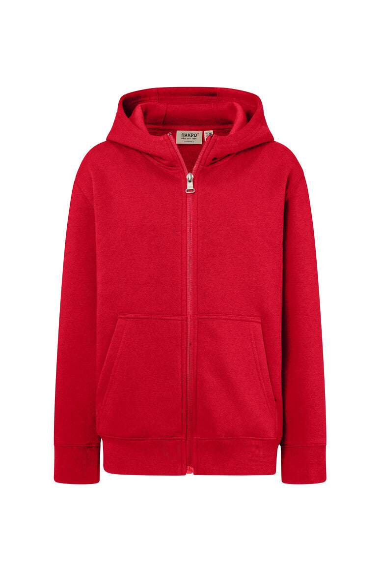 HAKRO Kinder Kapuzen-Sweatjacke Bio-Baumwolle 565 rot