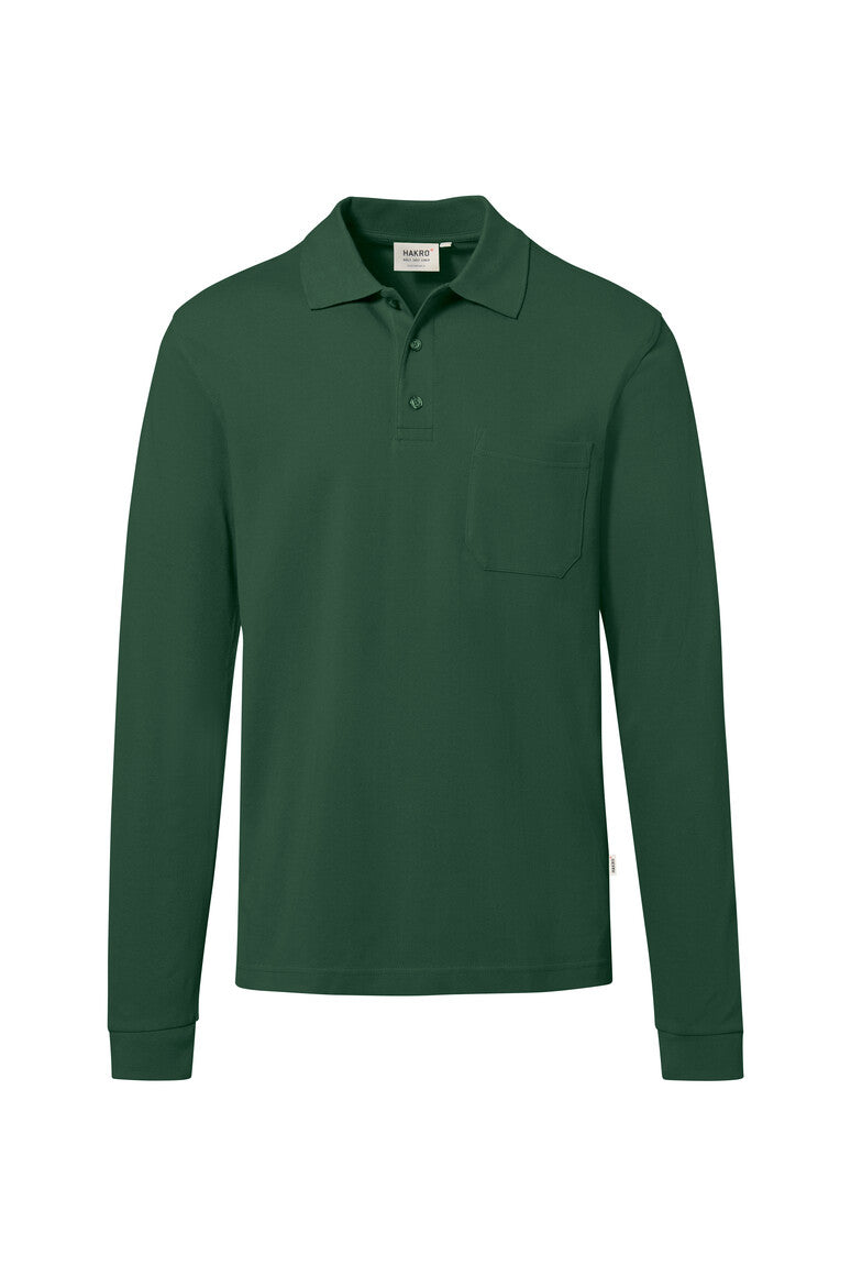 HAKRO Pocket-Longsleeve-Polo MIKRALINAR® ECO 817 tanne