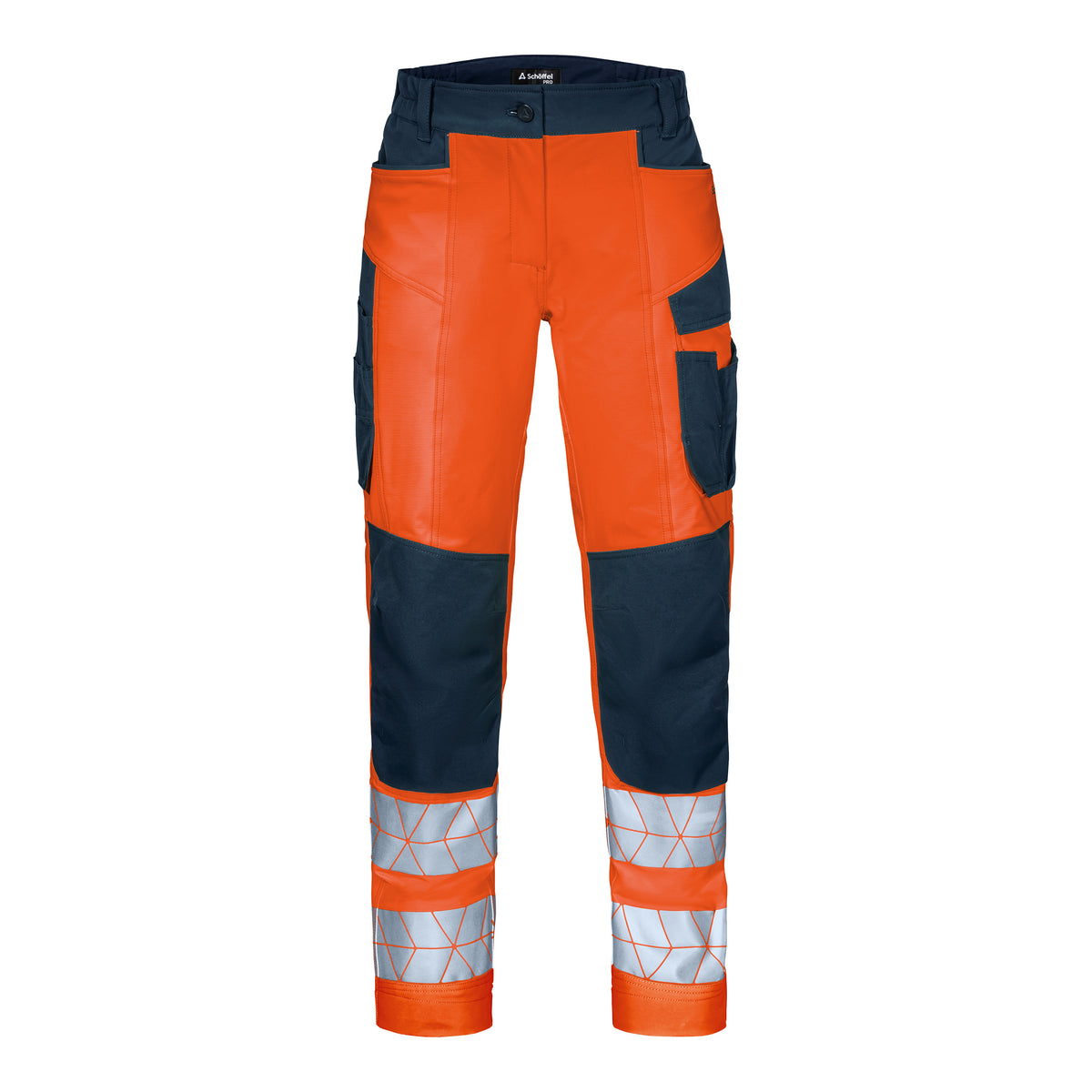 WS Bulldozer Hose Damen Warnorange/ Dunkelblau – Vorderansicht