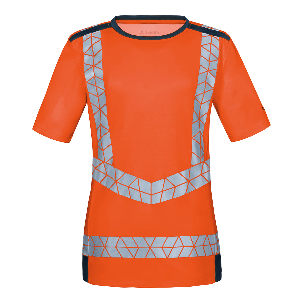 WS Signalheld T-Shirt Damen Warnorange/ Dunkelblau – Vorderansicht