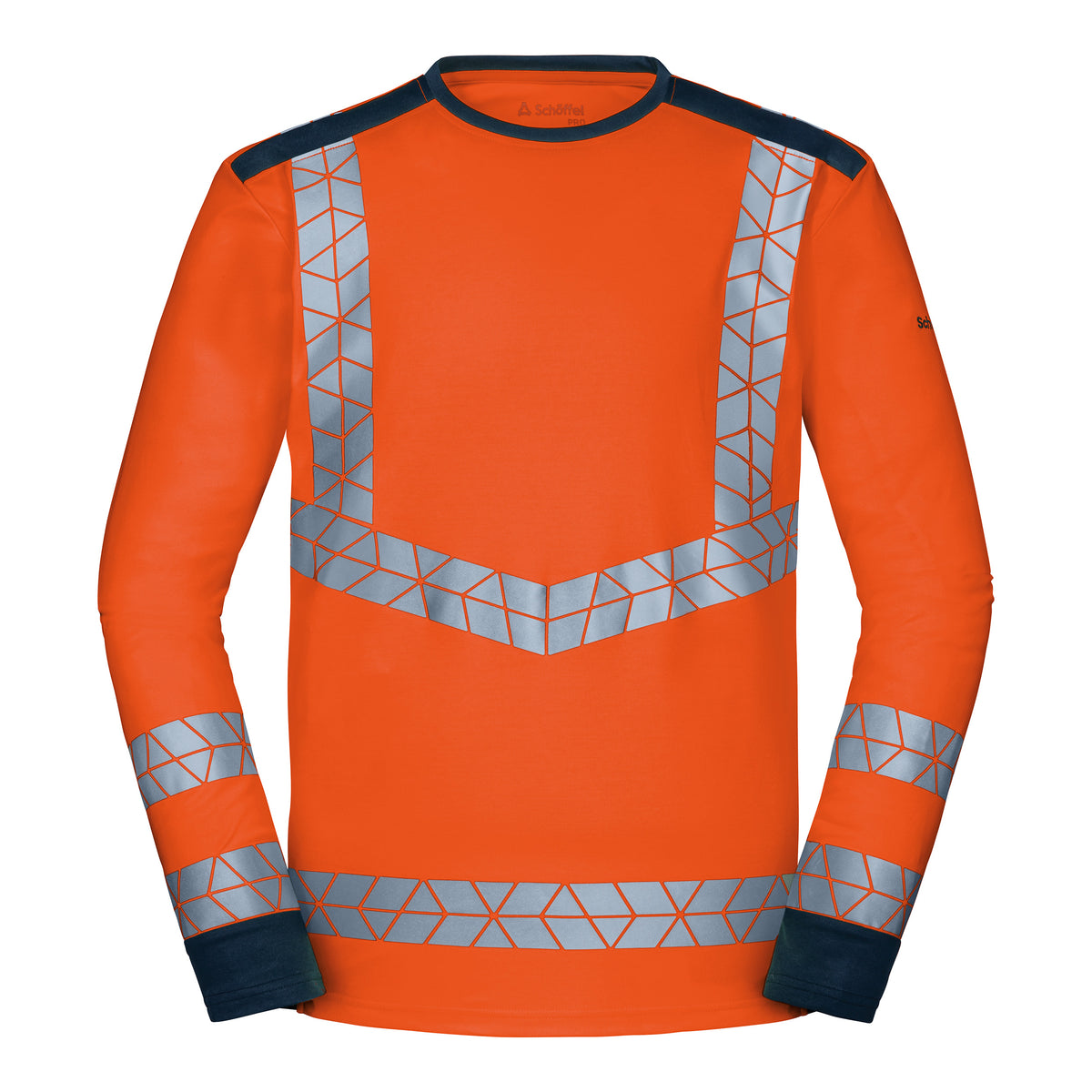 WS Warnheld Longsleeve Herren Warnorange/ Dunkelblau – Vorderansicht