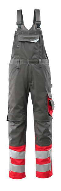 MASCOT® Sunderland Latzhose mit Knietaschen 15669-860 Dunkelanthrazit/Hi-vis Rot