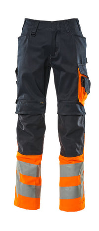 MASCOT® Leeds Hose mit Knietaschen 15679-860 Schwarzblau/Hi-vis Orange