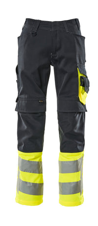 MASCOT® Leeds Hose mit Knietaschen 15679-860 Schwarzblau/Hi-vis Gelb