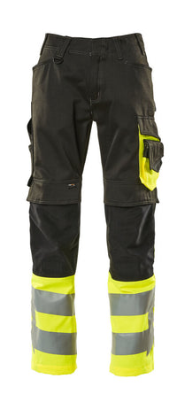MASCOT® Leeds Hose mit Knietaschen 15679-860 Schwarz/Hi-vis Gelb