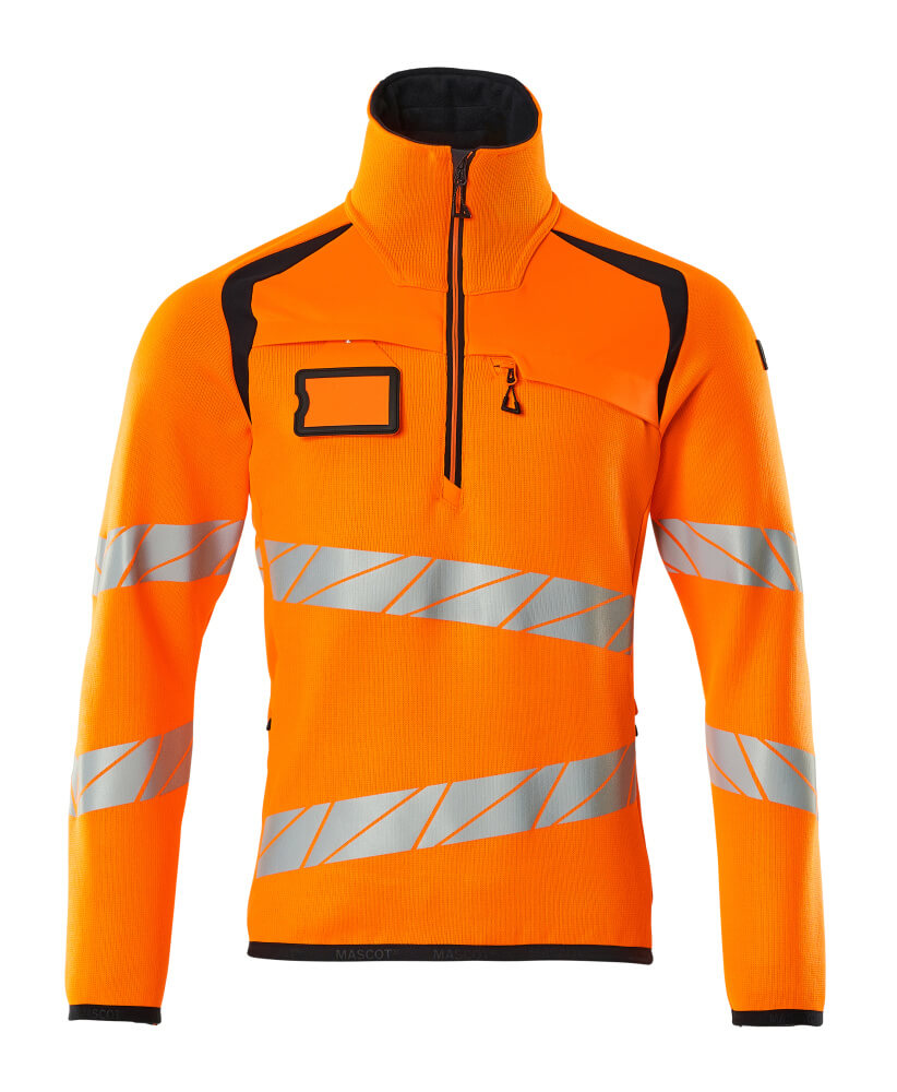 MASCOT® Strickpullover mit kurzem Reißverschluss 19005-351 Hi-vis Orange/Schwarzblau