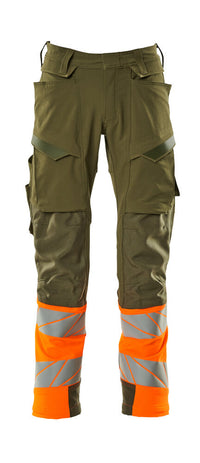 MASCOT® Hose mit Knietaschen 19179-511 Moosgrün/Hi-vis Orange