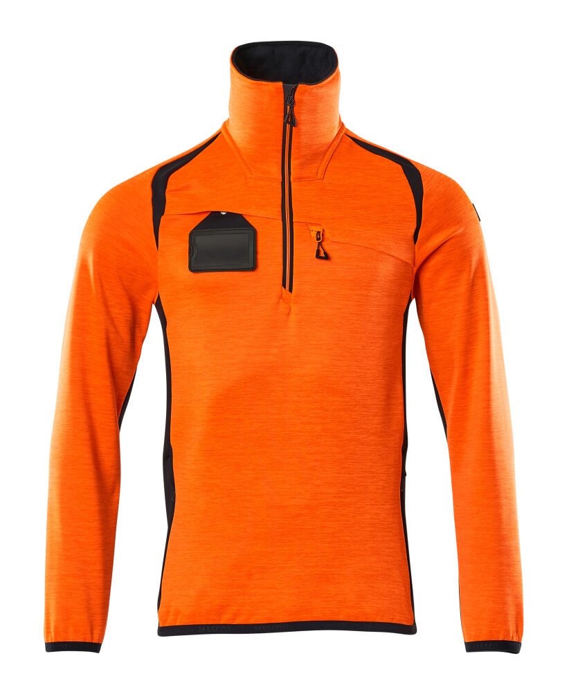 MASCOT® Fleecejacke mit kurzem Reißverschluss 19303-316 Hi-vis Orange/Schwarzblau