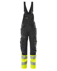 MASCOT® Latzhose mit Knietaschen 19669-236 Schwarz/Hi-vis Gelb