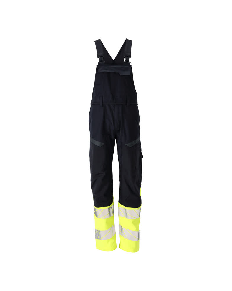 MASCOT® Latzhose mit Knietaschen 21469-281 Schwarzblau/Hi-vis Gelb