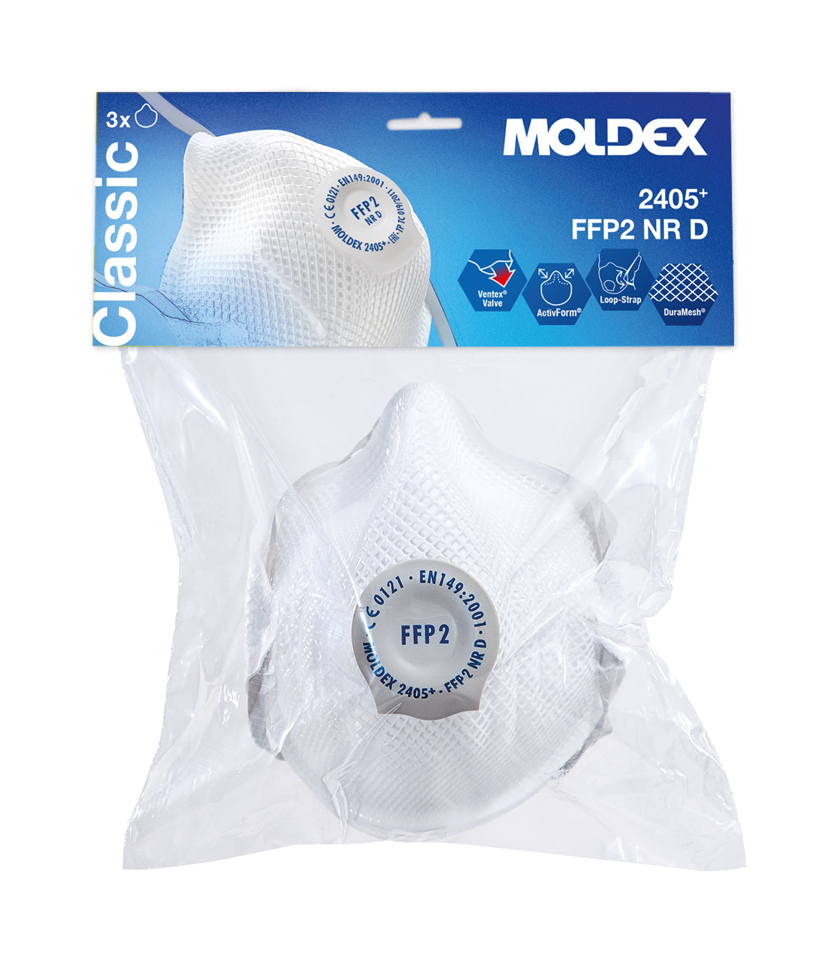 Moldex Atemschutzmaske FFP2 NR D mit Klimaventil, Klassiker in Blisterverpackung (3 Stück)
