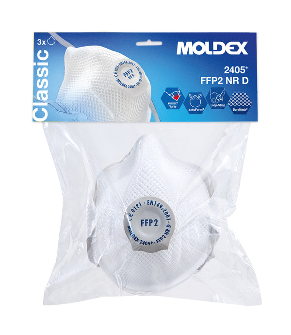 Moldex Atemschutzmaske FFP2 NR D mit Klimaventil, Klassiker in Blisterverpackung (3 Stück)