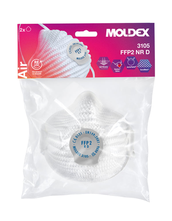 Moldex Atemschutzmaske FFP2 R D M/L mit Klimaventil, Air in Blisterverpackung (2 Stück)
