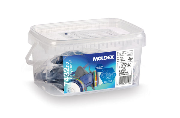Moldex Atemschutzbox A1B1E1K1 P3 Größe M, Serie 7000, organische Gase, anorganische Gase, Saure Gase, Ammoniak und Partikel EasyLock®