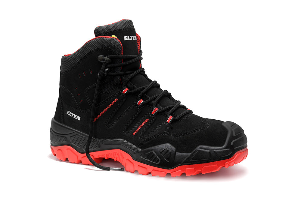 ELTEN QUENTIN black-red Mid ESD S3S – Sicherheitsschnürstiefel