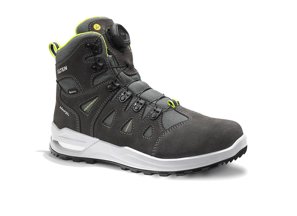 ELTEN RILEY XXF BOA® GTX® grey-lime Mid ESD O2 WR – Berufsstiefel