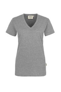 HAKRO Damen V-Shirt Classic 126 grau meliert