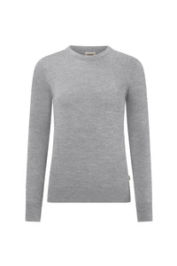 HAKRO Damen Pullover Merino-Wolle 146 grau meliert