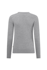 HAKRO Damen Pullover Merino-Wolle 146 grau meliert