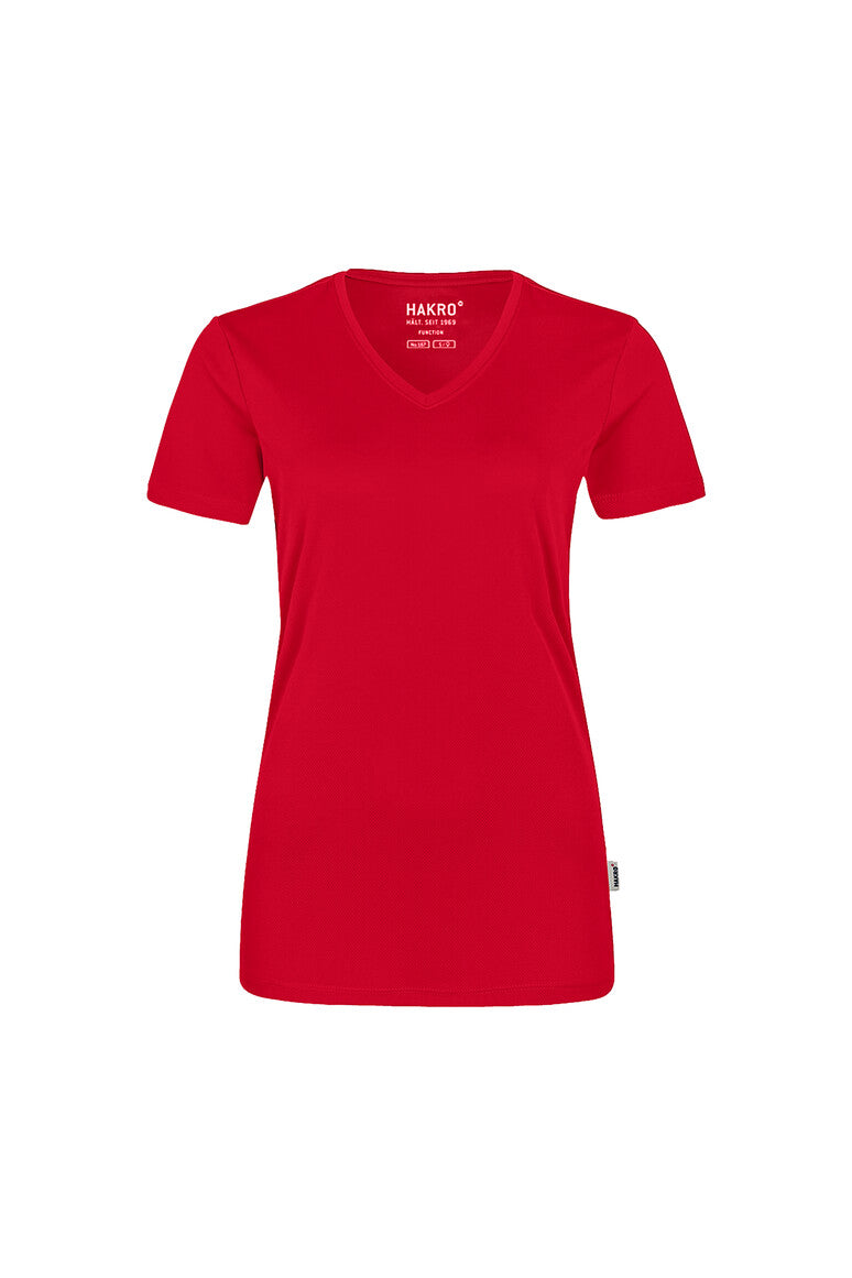 HAKRO Damen V-Shirt COOLMAX® ECO 187 rot