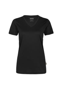 HAKRO Damen V-Shirt COOLMAX® ECO 187 schwarz