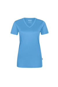 HAKRO Damen V-Shirt COOLMAX® ECO 187 malibublau