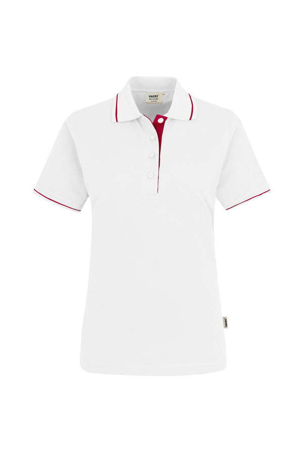 HAKRO Damen Poloshirt Casual 203 weiß/rot
