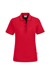HAKRO Damen Poloshirt Casual 203 rot/schwarz