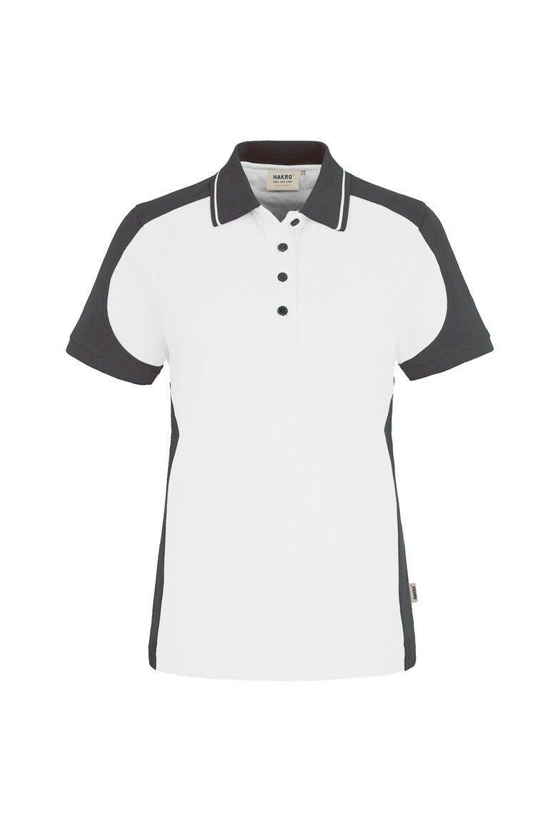 HAKRO Damen Poloshirt Contrast MIKRALINAR® 239 weiß/anthrazit
