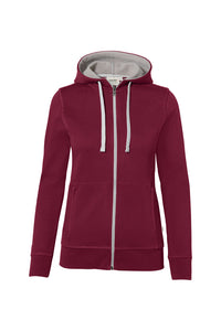 HAKRO Damen Kapuzenjacke Bonded ECO 255 weinrot/silber