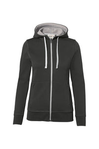 HAKRO Damen Kapuzenjacke Bonded ECO 255 karbongrau/silber