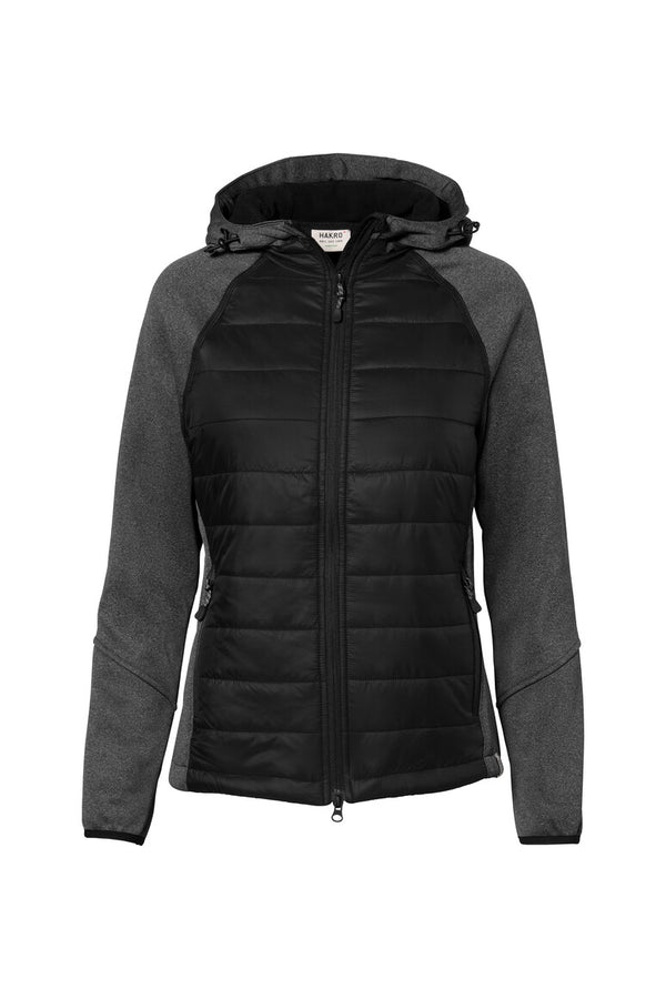 HAKRO Damen Kapuzen-Hybridjacke Contrast 265 schwarz