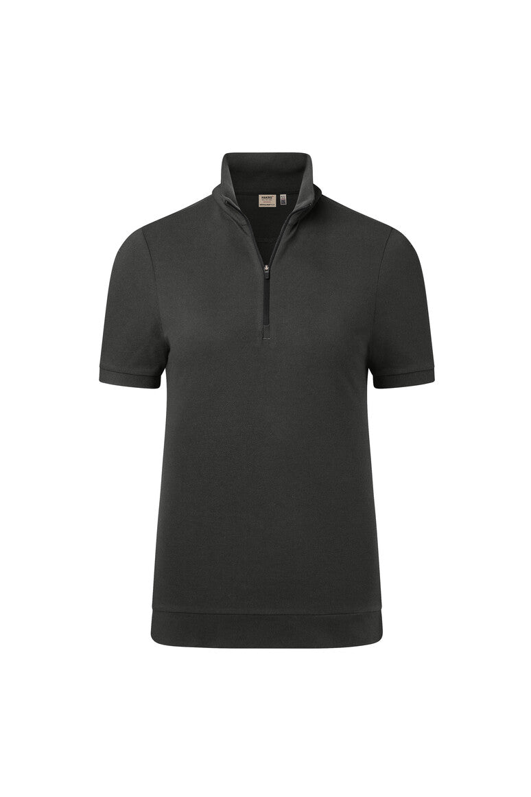 HAKRO Damen Zip-Shirt Piqué MIKRALINAR® ECO 334 karbongrau