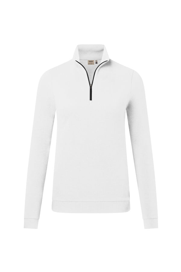 HAKRO Damen Zip-Longsleeve Piqué MIKRALINAR® ECO 335 weiß