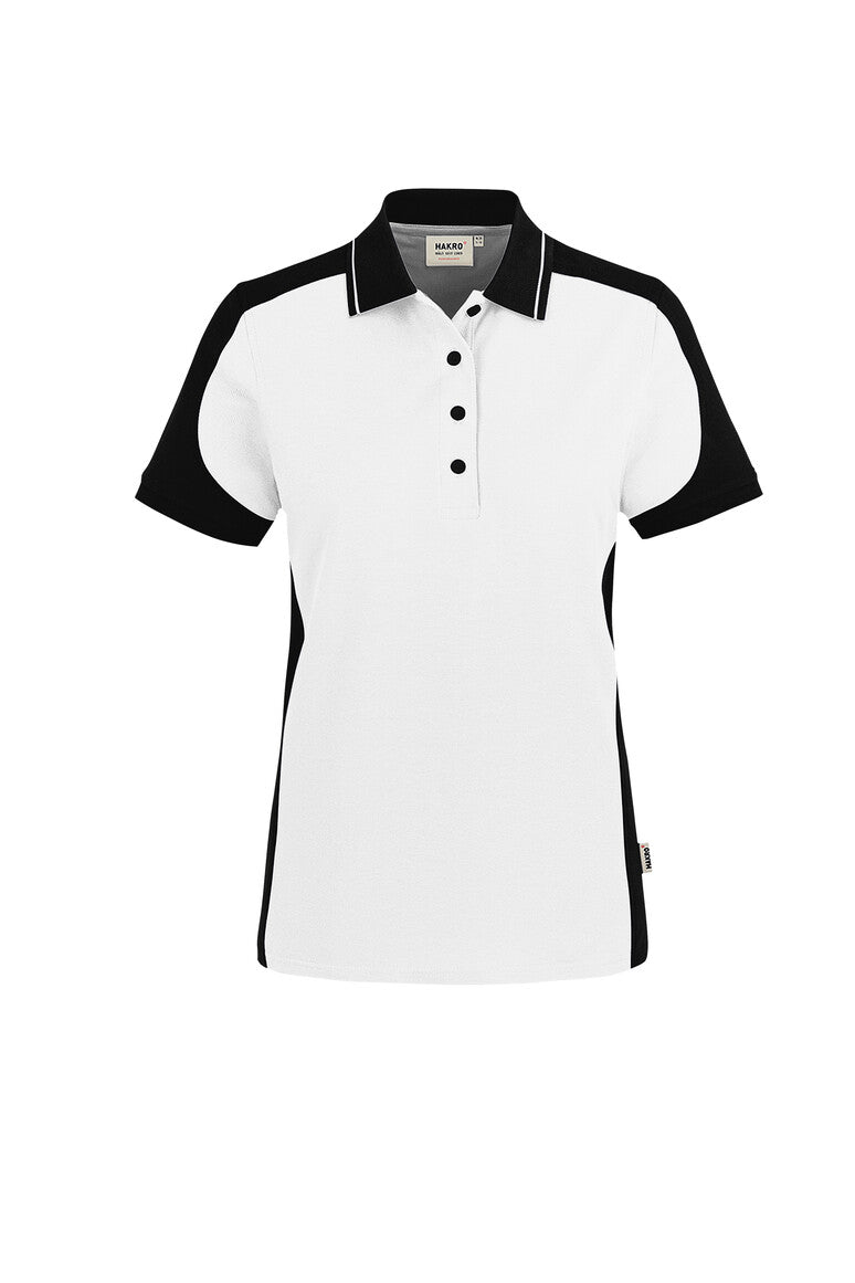 HAKRO Damen Poloshirt Contrast MIKRALINAR® ECO 339 weiß/schwarz