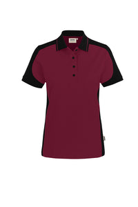 HAKRO Damen Poloshirt Contrast MIKRALINAR® ECO 339 weinrot/schwarz