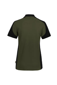 HAKRO Damen Poloshirt Contrast MIKRALINAR® ECO 339 olive/schwarz