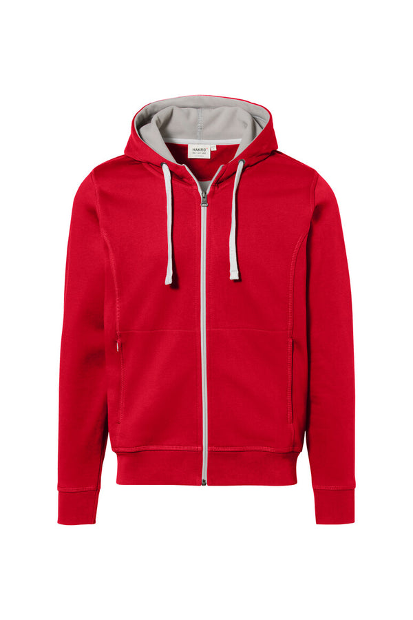 HAKRO Kapuzenjacke Bonded ECO 455 rot/silber