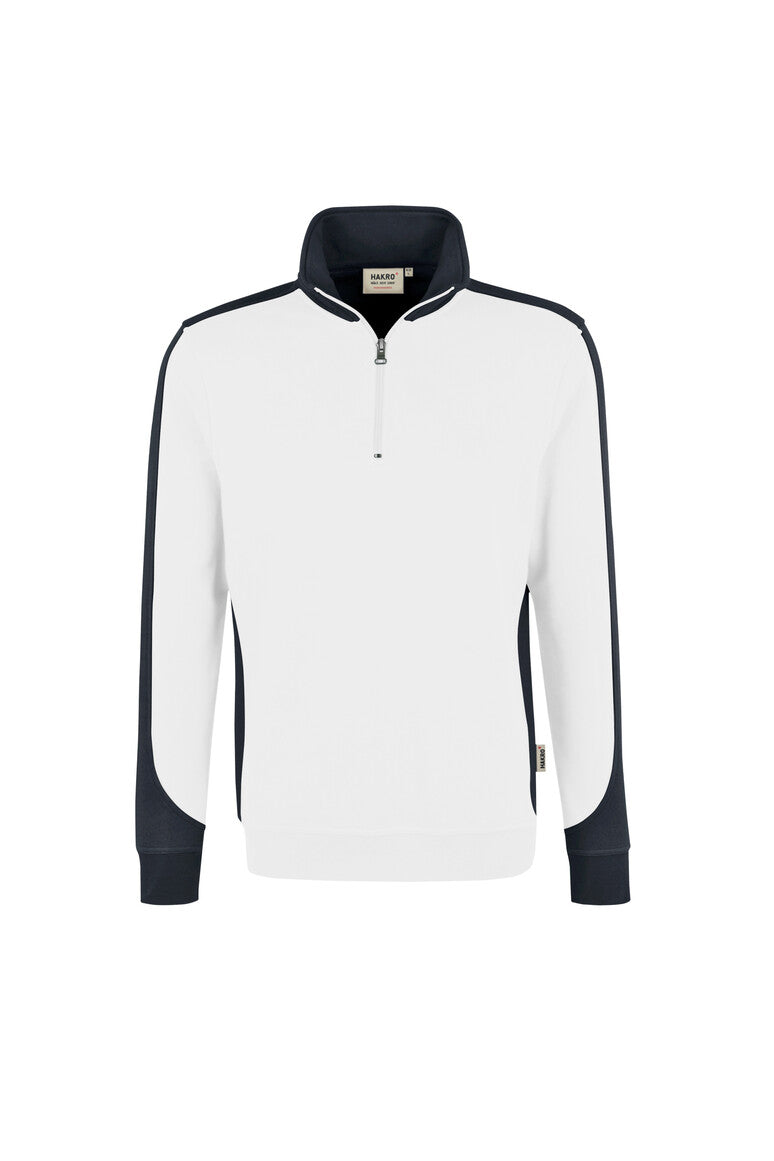 HAKRO Zip-Sweatshirt Contrast MIKRALINAR® 476 weiß/anthrazit