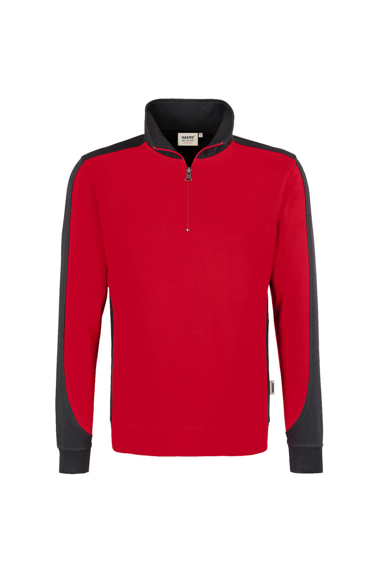 HAKRO Zip-Sweatshirt Contrast MIKRALINAR® 476 rot/anthrazit